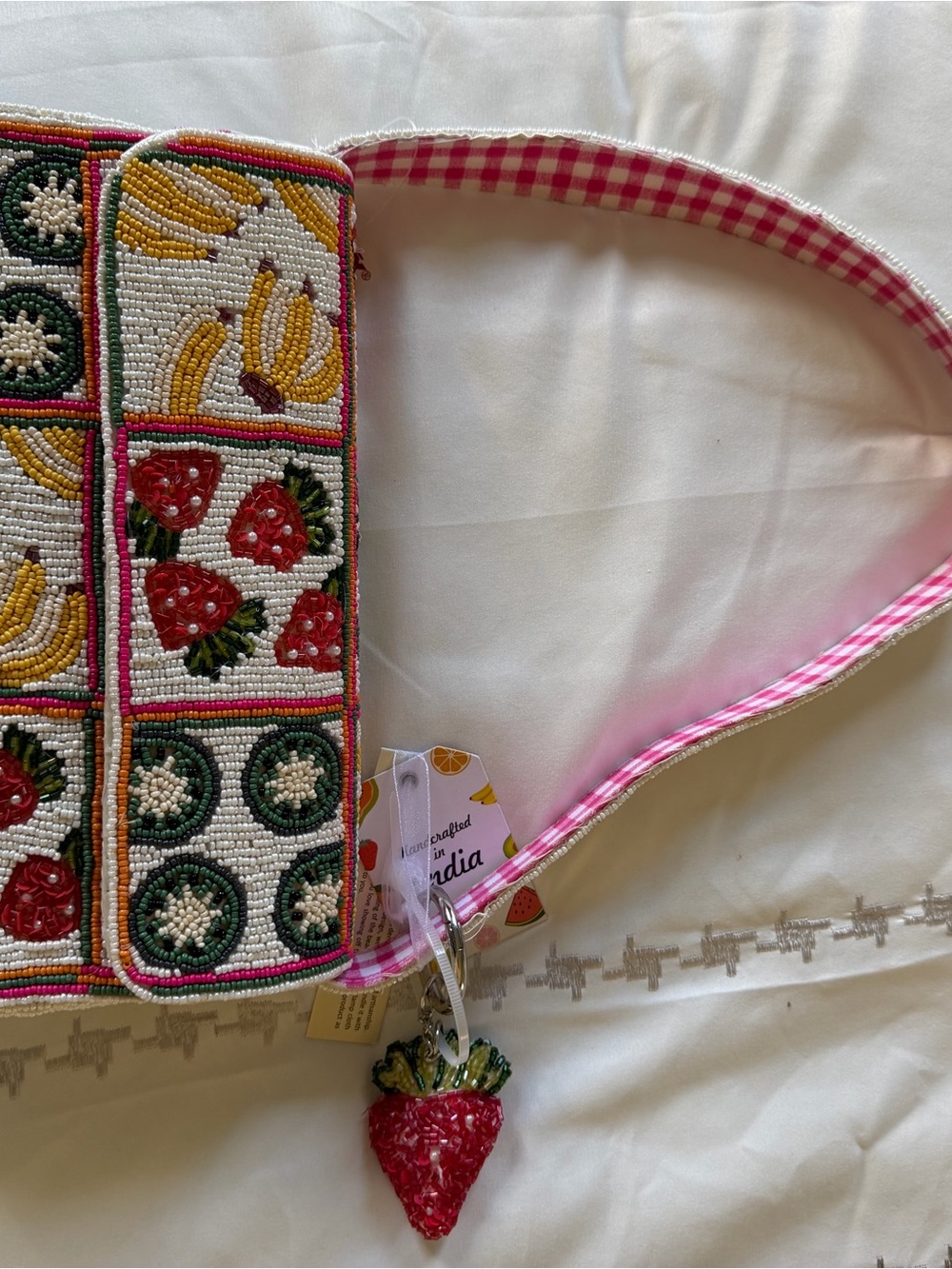 Beaded Fruit Patchwork Shoulder Bag - with Bag Charm - Picture 4 of 8